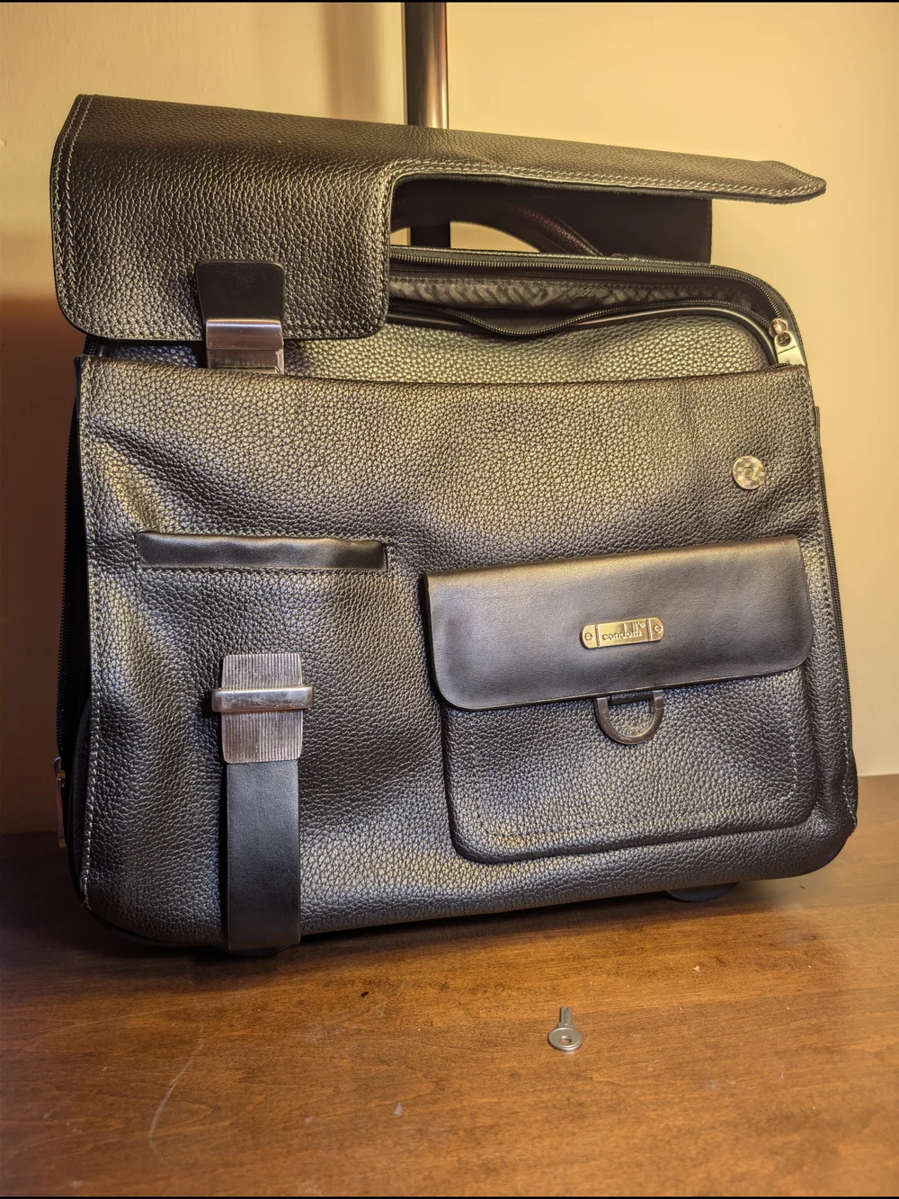 Condotti Black Leather Men's Briefcase...